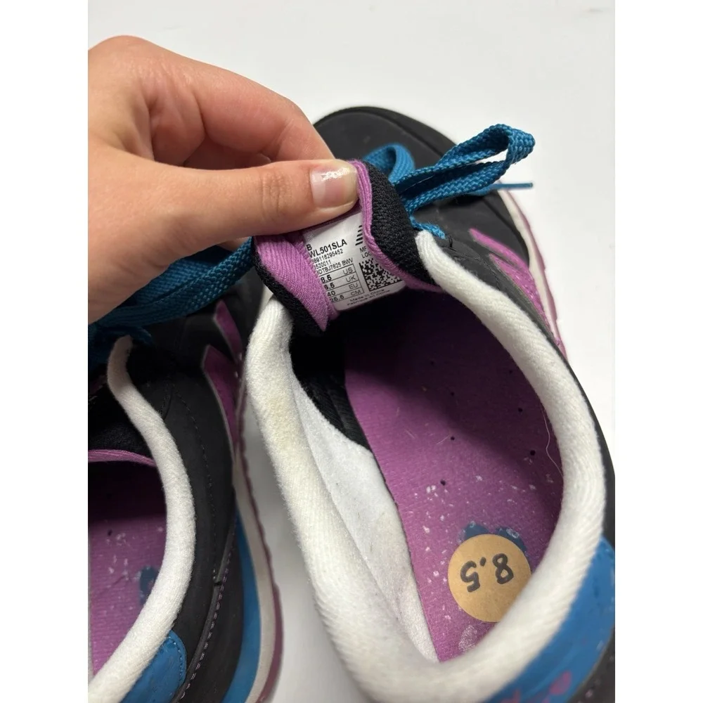 New Balance 501 Womens Black Purple Blue Sneakers  Size 8.5